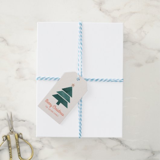 Waterverf Kerstmis Vakantieboom Cadeau Labels Cadeaulabel (Met Touw)