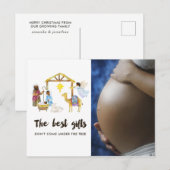 Waterverf kerstmis verwacht Baby Aankondigingskaart (Voorkant / Achterkant)