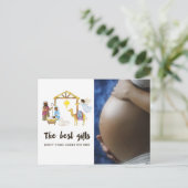 Waterverf kerstmis verwacht Baby Aankondigingskaart (Staand voorkant)