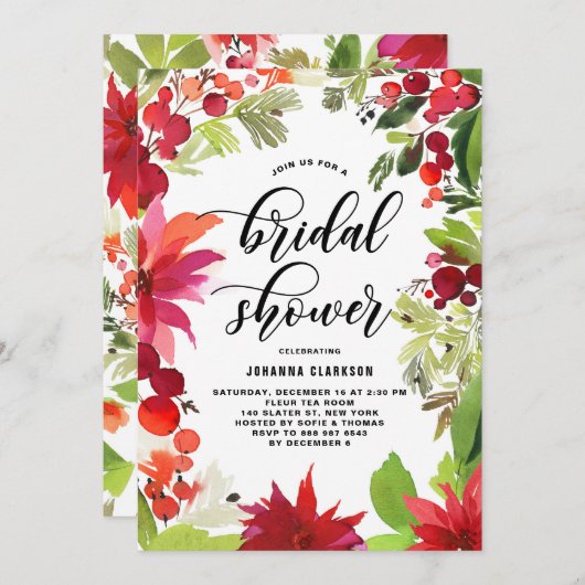 Waterverf Kerstmis Vrijgezellenfeest Lijst Kaart (Voorkant / Achterkant)