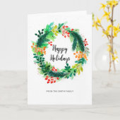 Waterverf Kerstmis Wenskaart Kaart (Gele Bloem)