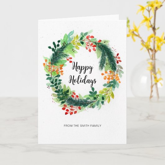 Waterverf Kerstmis Wenskaart Kaart (Gele Bloem)