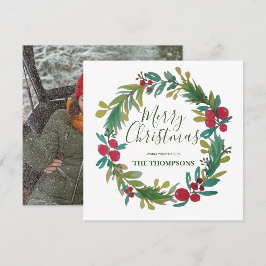 Waterverf Kerstmis Wenskaarten (Voorkant / Achterkant)
