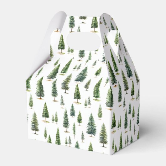 Waterverf Kerstmis Winterbomen Patroon Groen Bedankdoosjes (Achterkant)