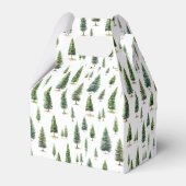 Waterverf Kerstmis Winterbomen Patroon Groen Bedankdoosjes (Voorkant Zijde)