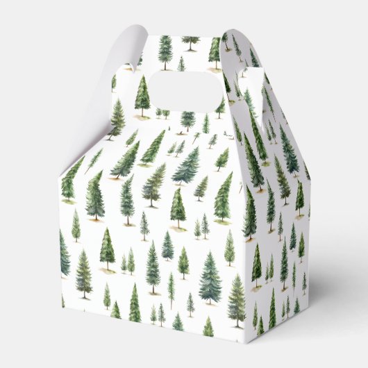 Waterverf Kerstmis Winterbomen Patroon Groen Bedankdoosjes (Voorkant Zijde)