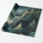 Waterverf Kerstmis Winterbos Cadeaupapier (Uitgerold)