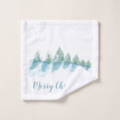 Waterverf Kerstmis wintersneeuw Bad Handdoek (Wasdoekje)