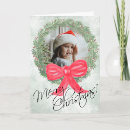 Waterverf Kerstmis Wreatcute Photo Lijst Feestdagen Kaart