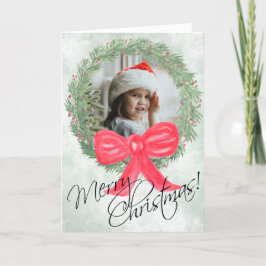 Waterverf Kerstmis Wreatcute Photo Lijst Feestdagen Kaart