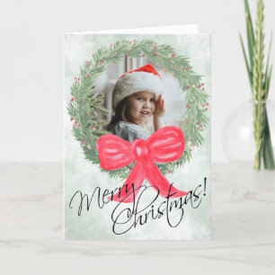 Waterverf Kerstmis Wreatcute Photo Lijst Feestdagen Kaart