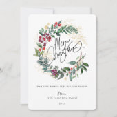 Waterverf Kerstmis Wreate Feestdagenkaart (Voorkant)