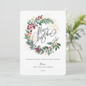 Waterverf Kerstmis Wreate Feestdagenkaart (Staand voorkant)