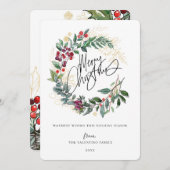 Waterverf Kerstmis Wreate Feestdagenkaart (Voorkant / Achterkant)