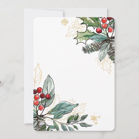Waterverf Kerstmis Wreate Feestdagenkaart (Achterkant)