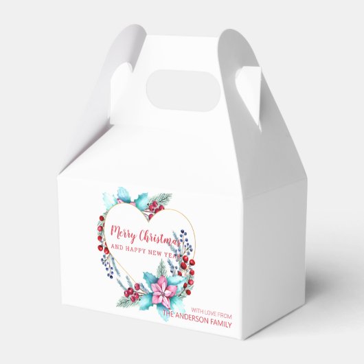 Waterverf Kerstmis Wreath Bedankdoosjes (Voorkant Zijde)