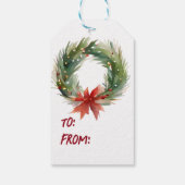 Waterverf Kerstmis Wreath Cadeaulabel (Achterkant)