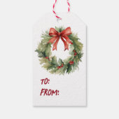 Waterverf Kerstmis Wreath Cadeaulabel (Achterkant)
