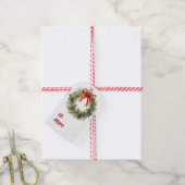 Waterverf Kerstmis Wreath Cadeaulabel (Met Touw)