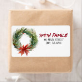 Waterverf Kerstmis Wreath Etiket (Insitu)