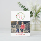 Waterverf Kerstmis Wreath Feestdagenkaart (Staand voorkant)