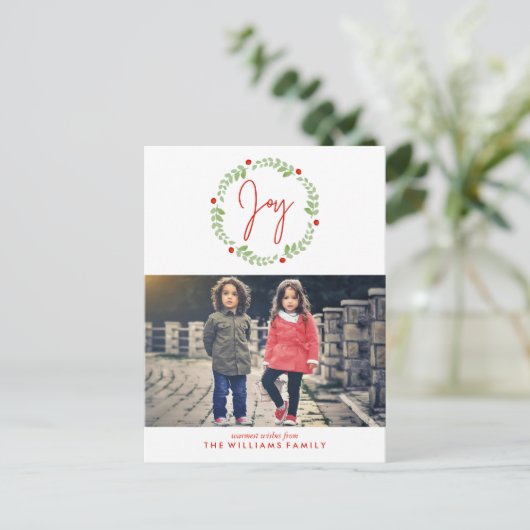 Waterverf Kerstmis Wreath Feestdagenkaart (Staand voorkant)