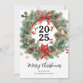 Waterverf Kerstmis Wreath Feestdagenkaart (Voorkant)