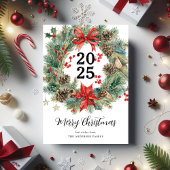 Waterverf Kerstmis Wreath Feestdagenkaart