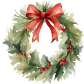 Waterverf Kerstmis Wreath Feestdagenkaart