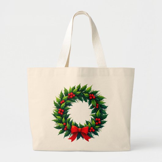 Waterverf Kerstmis Wreath Grote Tote Bag (Voorkant)