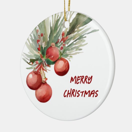 Waterverf Kerstmis Wreath Keramisch Ornament (Links)