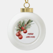 Waterverf Kerstmis Wreath Keramische Bal Ornament (Voorkant)