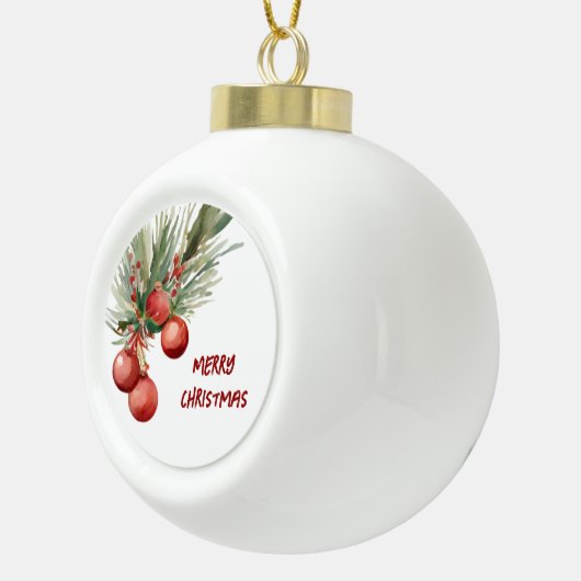 Waterverf Kerstmis Wreath Keramische Bal Ornament (Rechts)