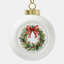 Waterverf Kerstmis Wreath Keramische Bal Ornament
