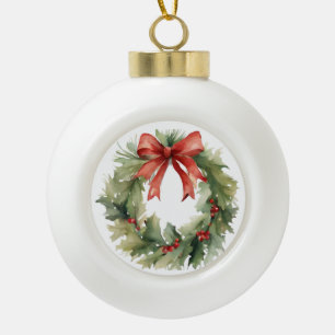 Waterverf Kerstmis Wreath Keramische Bal Ornament