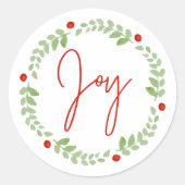 Waterverf Kerstmis Wreath Ronde Sticker (Voorkant)