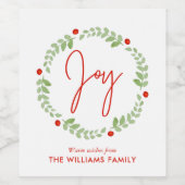 Waterverf Kerstmis Wreath Wijn Etiket (Enkel label)