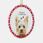 Waterverf Kerstmis Yorkie Persoonlijke versiering Keramisch Ornament (Rechts)