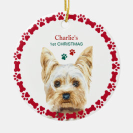 Waterverf Kerstmis Yorkie Persoonlijke versiering Keramisch Ornament
