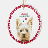 Waterverf Kerstmis Yorkie Persoonlijke versiering Keramisch Ornament (Links)