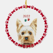 Waterverf Kerstmis Yorkie Persoonlijke versiering Keramisch Ornament (Achterkant)