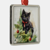  WATERVERF KERSTMIS ZWARTE KAT METALEN ORNAMENT (Rechts)