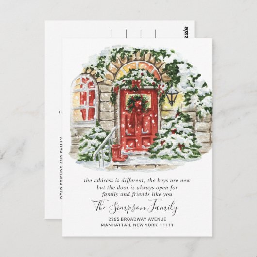 Waterverf Kerstmisdeur Bewegende Aankondiging POS Briefkaart (Voorkant / Achterkant)