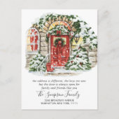Waterverf Kerstmisdeur Bewegende Aankondiging POS Briefkaart (Voorkant)