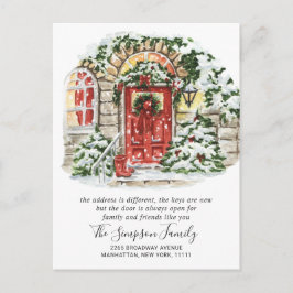 Waterverf Kerstmisdeur Bewegende Aankondiging POS Briefkaart