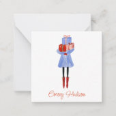 Waterverf kerstMode Girl Gift Enclosure Notitiekaartje (Voorkant)