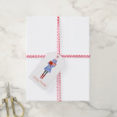 Waterverf kerstMode Meisje met Cadeaus Cadeaulabel (Met Touw)