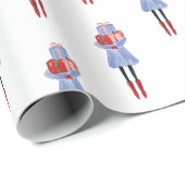 Waterverf kerstMode Meisje met Cadeaus Cadeaupapier (Rol Hoek)