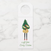 Waterverf kerstMode meisje met Greenery Bo Flessenhanger (Voorkant)