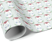 Waterverf kerstmonogram bruiloft cadeaupapier (Rol Hoek)
